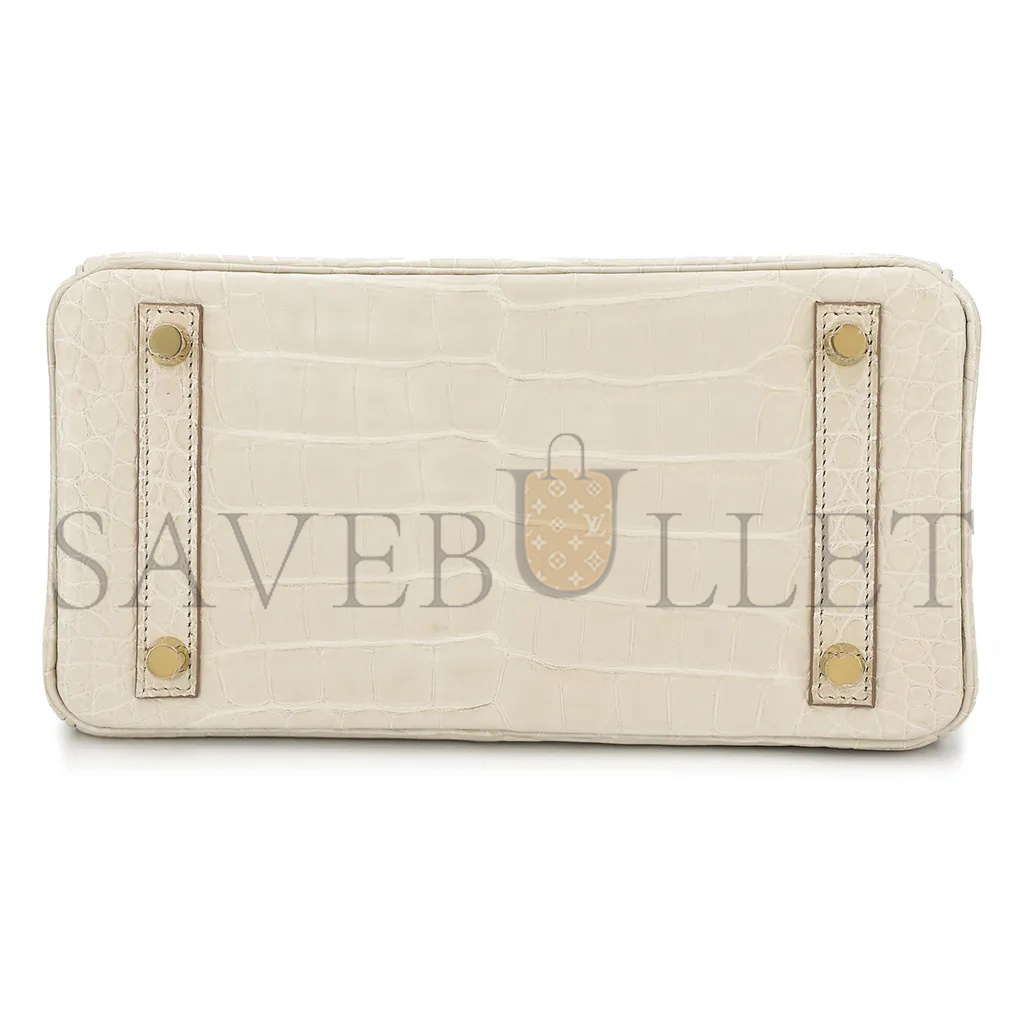 H**mes master birkin 25 crocodile leather glacier white gold buckle h041354ck29 (25*20*13cm)